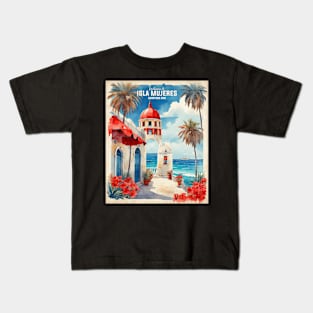 Isla Mujeres Quintana Roo Mexico Vintage Tourism Travel Retro Kids T-Shirt